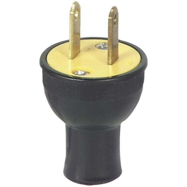 Eaton Wiring Devices Electrical Plug, 2 -Pole, 15 A, 125 V, NEMA: NEMA 1-15, Black - 3123BK-BOX