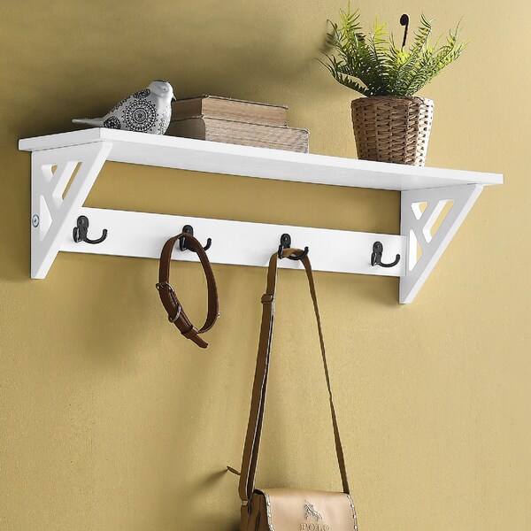 Alaterre Furniture Coventry 36"W Coat Hook with Shelf - ANCT09WH