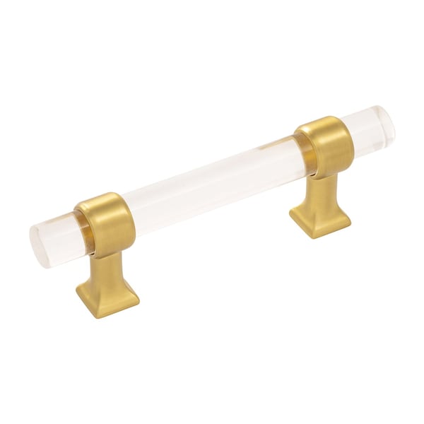 Hickory Hardware Crystal Palace Collection Pull 3 Inch Center to Center Crysacrylic with Brushed Golden Brass Finish - HH075857-CABGB