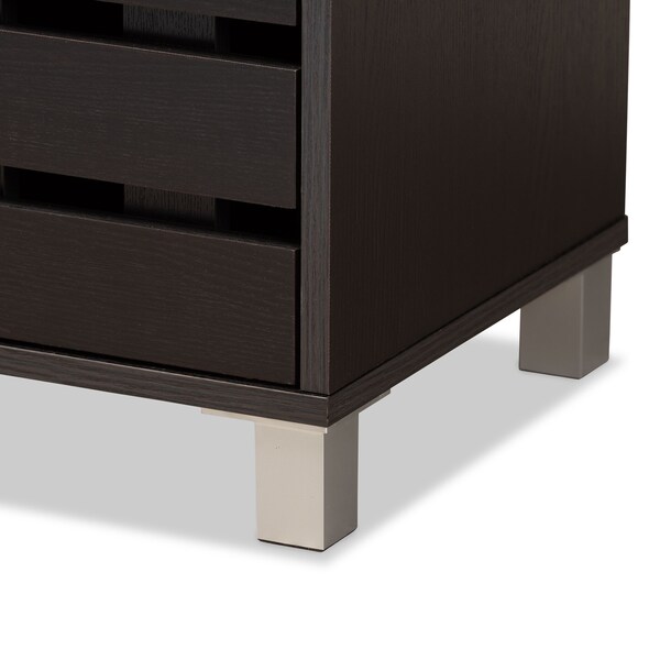 Baxton Studio Ernest Modern and Contemporary Dark Brown Finished Wood 2-Door Shoe Storage Cabinet - 178-11027-ZORO