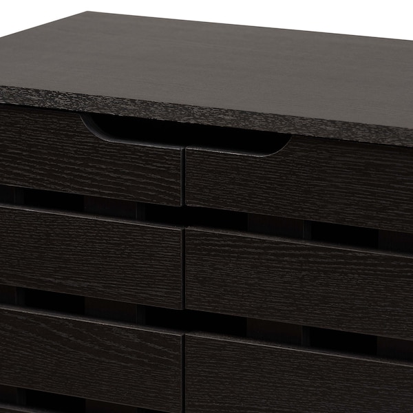 Baxton Studio Ernest Modern and Contemporary Dark Brown Finished Wood 2-Door Shoe Storage Cabinet - 178-11027-ZORO