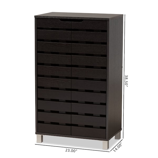 Baxton Studio Ernest Modern and Contemporary Dark Brown Finished Wood 2-Door Shoe Storage Cabinet - 178-11027-ZORO
