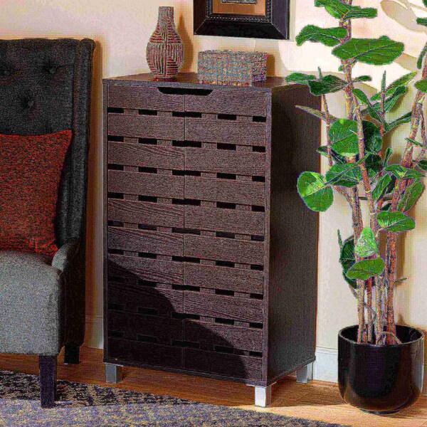 Baxton Studio Ernest Modern and Contemporary Dark Brown Finished Wood 2-Door Shoe Storage Cabinet - 178-11027-ZORO