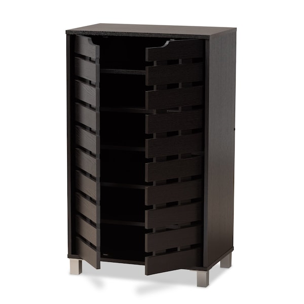 Baxton Studio Ernest Modern and Contemporary Dark Brown Finished Wood 2-Door Shoe Storage Cabinet - 178-11027-ZORO