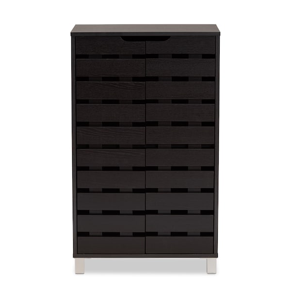 Baxton Studio Ernest Modern and Contemporary Dark Brown Finished Wood 2-Door Shoe Storage Cabinet - 178-11027-ZORO