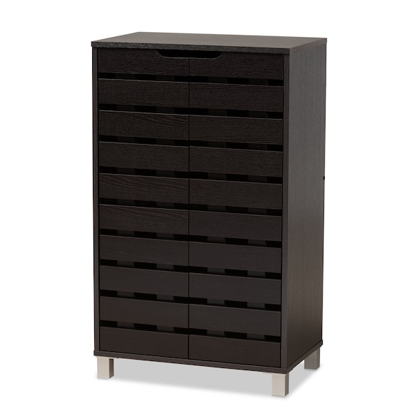Baxton Studio Ernest Modern and Contemporary Dark Brown Finished Wood 2-Door Shoe Storage Cabinet - 178-11027-ZORO