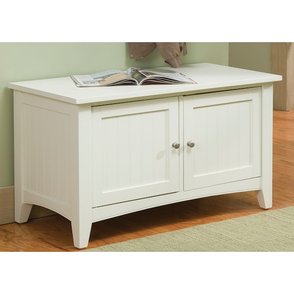 Alaterre Furniture Shaker Cottage Storage Cabinet Bench, Ivory - ASCA05IV