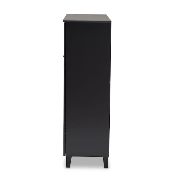 Baxton Studio Coolidge Grey Finished 11-Shelf Wood Shoe Storage Cabinet with Drawer - 156-9559