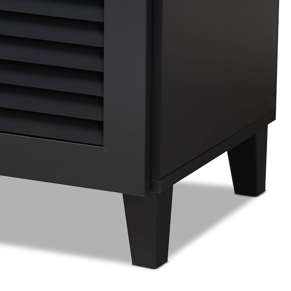 Baxton Studio Coolidge Grey Finished 11-Shelf Wood Shoe Storage Cabinet with Drawer - 156-9559
