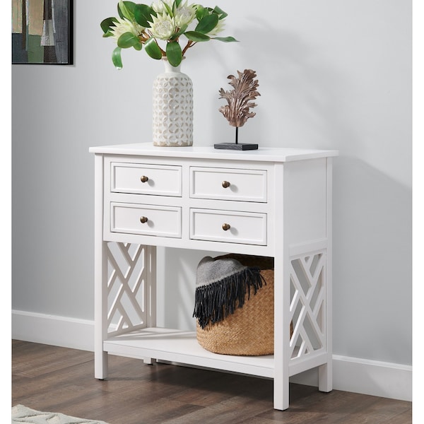Alaterre Furniture Coventry 32"W Wood Entryway/Console/Sofa Table with 4-Drawers - ANCT10WH