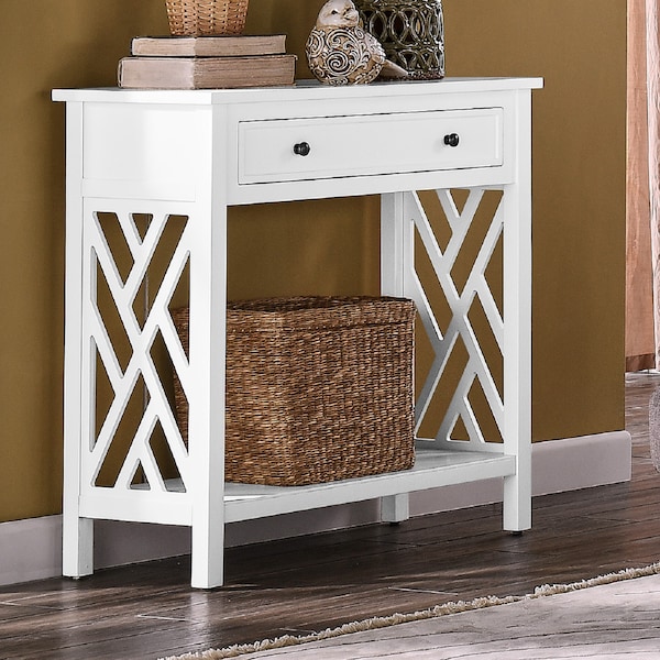 Alaterre Furniture Coventry 32"W Wood Entryway/Console/Sofa Table with 4-Drawers - ANCT10WH