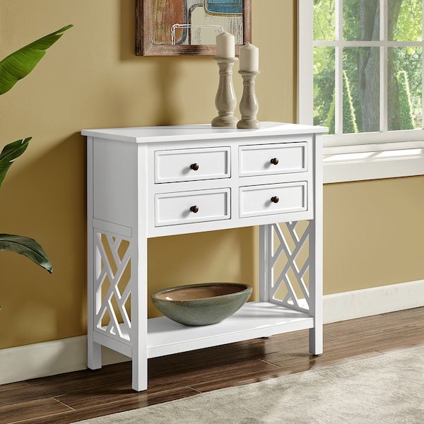 Alaterre Furniture Coventry 32"W Wood Entryway/Console/Sofa Table with 4-Drawers - ANCT10WH