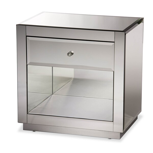 Baxton Studio Rochadh Hollywood Glamour Style 1-drawer and 1-shelf Nightstand - 121-6740
