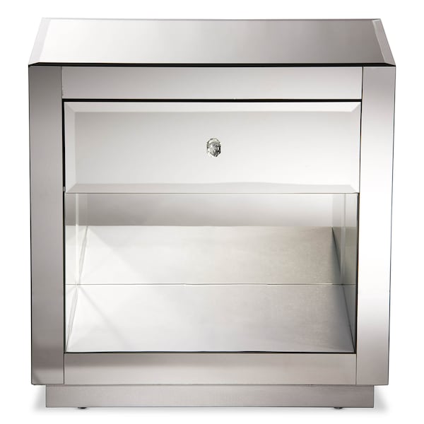 Baxton Studio Rochadh Hollywood Glamour Style 1-drawer and 1-shelf Nightstand - 121-6740