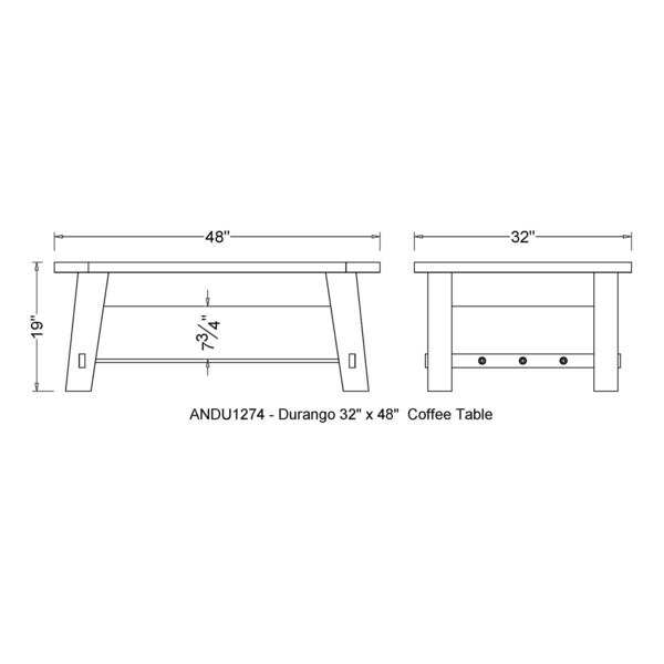 Alaterre Furniture Durango 48"L Industrial Wood Coffee Table - ANDU1274