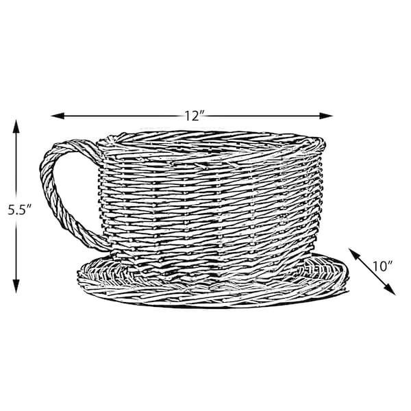 Vintiquewise Wicker Saucer Coffee Mug Cup Decorative Gift Basket Desk Organizer - QI003795