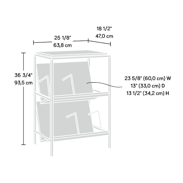 Sauder Nova Loft Accent Storage , Tilted shelves ideal for vinyl record albums, books, or magazines - 423714