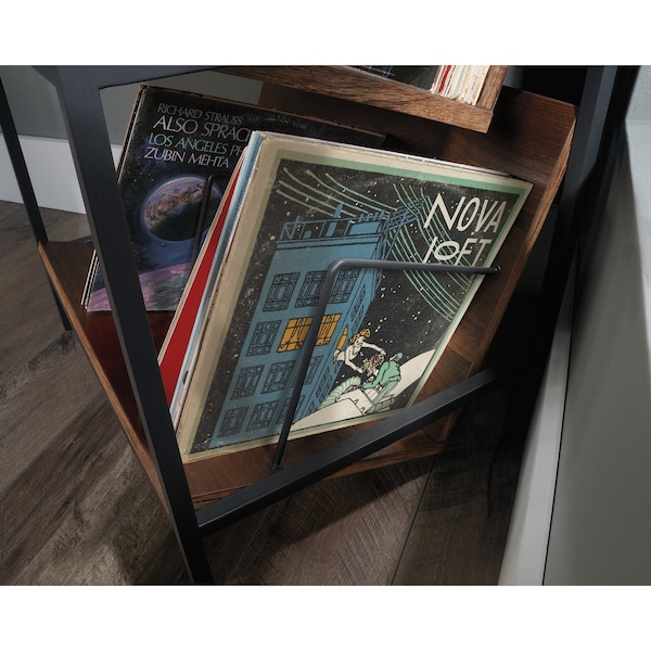 Sauder Nova Loft Accent Storage , Tilted shelves ideal for vinyl record albums, books, or magazines - 423714