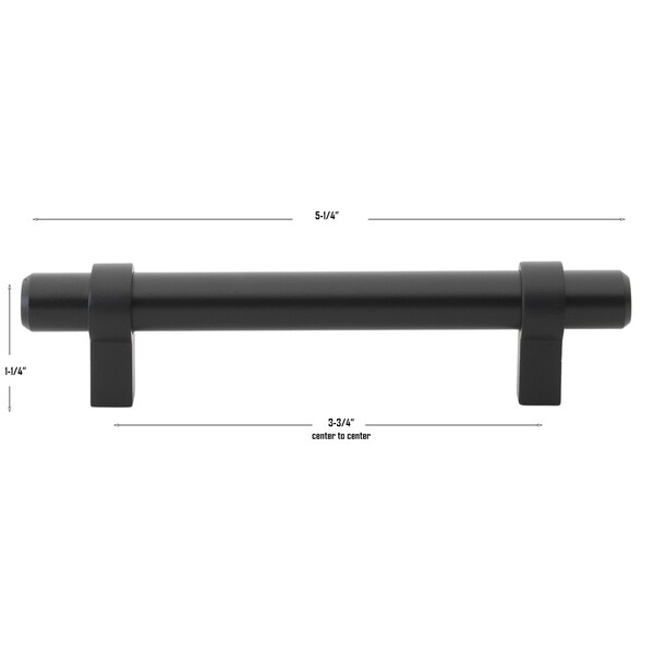 Gliderite Hardware 3-3/4 in. Center to Center Matte Black Solid Steel Bar Pull - 4006-96-MB, 10PK - 4006-96-MB-10