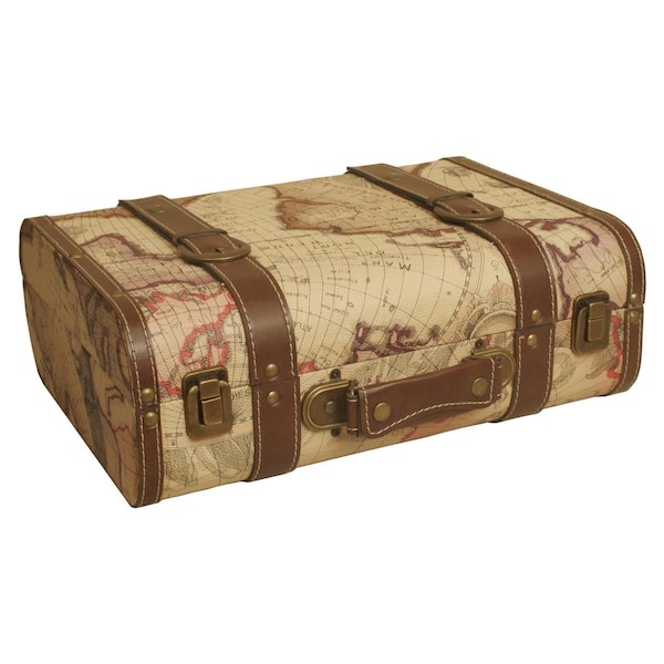 Hearthstone Furniture Map Faux Leather Suitcase - HE2681539