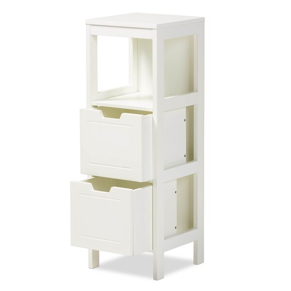 Baxton Studio Reuben White Finished 2-Drawer Wood Storage Cabinet - 163-10299