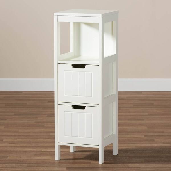 Baxton Studio Reuben White Finished 2-Drawer Wood Storage Cabinet - 163-10299