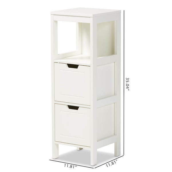 Baxton Studio Reuben White Finished 2-Drawer Wood Storage Cabinet - 163-10299