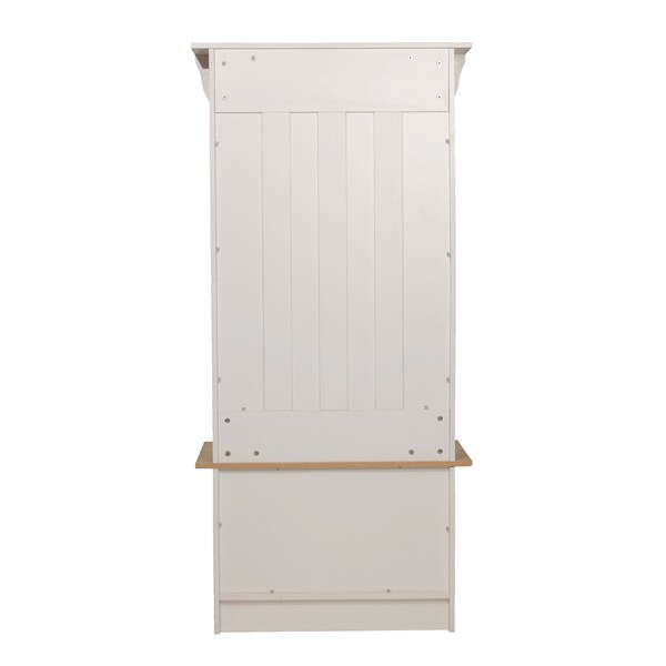 Flash Furniture Paisley 31.5in. Wide Hall Tree w/Bench, 3 Single Storage Hooks, and 4 Lower Storage Cubbies - NAN-FY-HY-HT06-WHTWTH-GG