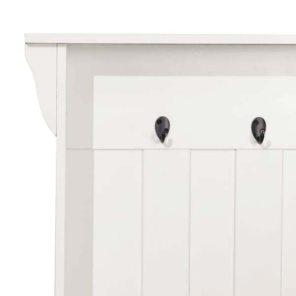 Flash Furniture Paisley 31.5in. Wide Hall Tree w/Bench, 3 Single Storage Hooks, and 4 Lower Storage Cubbies - NAN-FY-HY-HT06-WHTWTH-GG