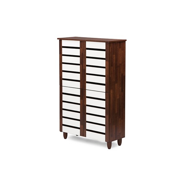 Baxton Studio Gisela Oak and White 2-tone Shoe Cabinet With 4 Door - 118-6520