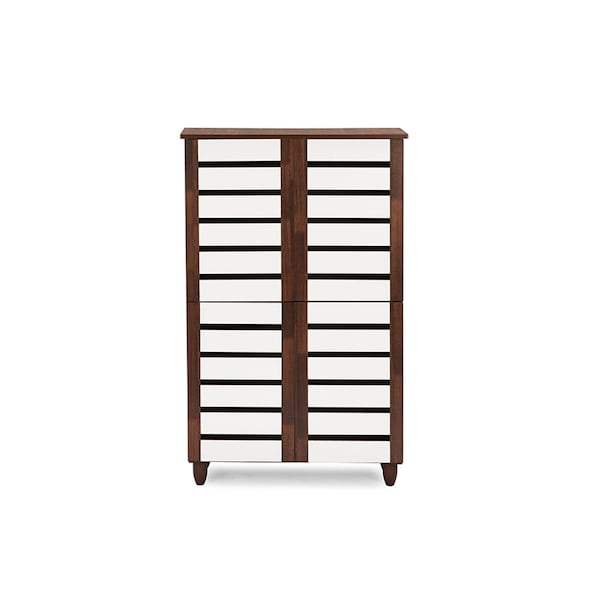 Baxton Studio Gisela Oak and White 2-tone Shoe Cabinet With 4 Door - 118-6520