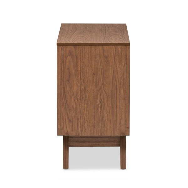 Baxton Studio Hildon Mid-Century White and Walnut Wood 3-Drawer Storage Chest - 136-7492