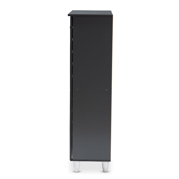 Baxton Studio Gisela Two-Tone Oak and Dark Gray 4-Door Shoe Storage Cabinet - 152-9174