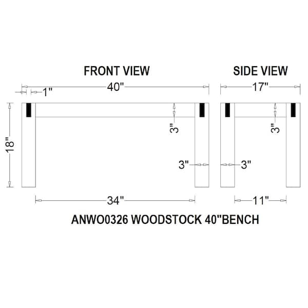 Alaterre Furniture Woodstock Acacia Wood with Metal Inset 40" Bench, Brushed Driftwood - ANWO0326
