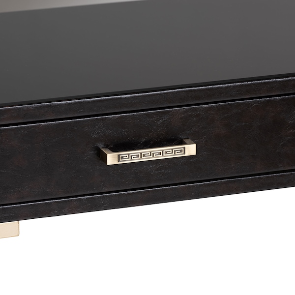 Baxton Studio Carville Dark Upholstered Gold Finished 2-Drawer Console Table - 153-9203