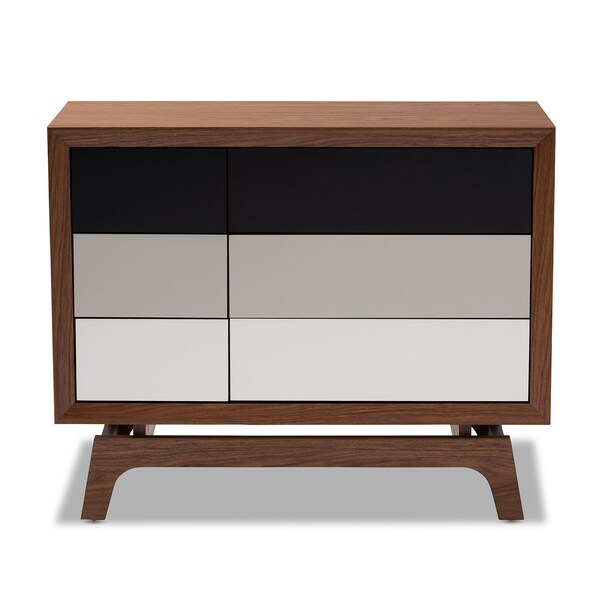 Baxton Studio Svante Mid-Century Multicolor Finished Wood 6-Drawer Chest - 152-9253