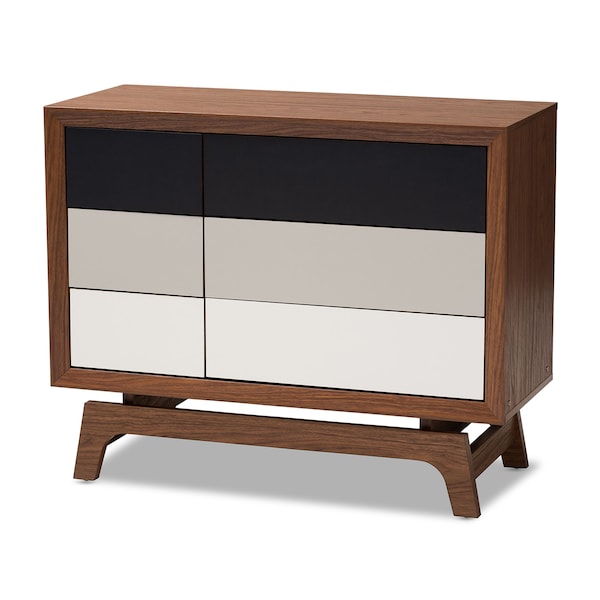 Baxton Studio Svante Mid-Century Multicolor Finished Wood 6-Drawer Chest - 152-9253