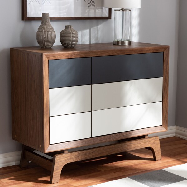 Baxton Studio Svante Mid-Century Multicolor Finished Wood 6-Drawer Chest - 152-9253