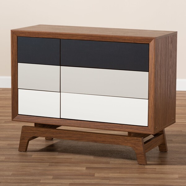 Baxton Studio Svante Mid-Century Multicolor Finished Wood 6-Drawer Chest - 152-9253