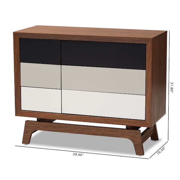Baxton Studio Svante Mid-Century Multicolor Finished Wood 6-Drawer Chest - 152-9253