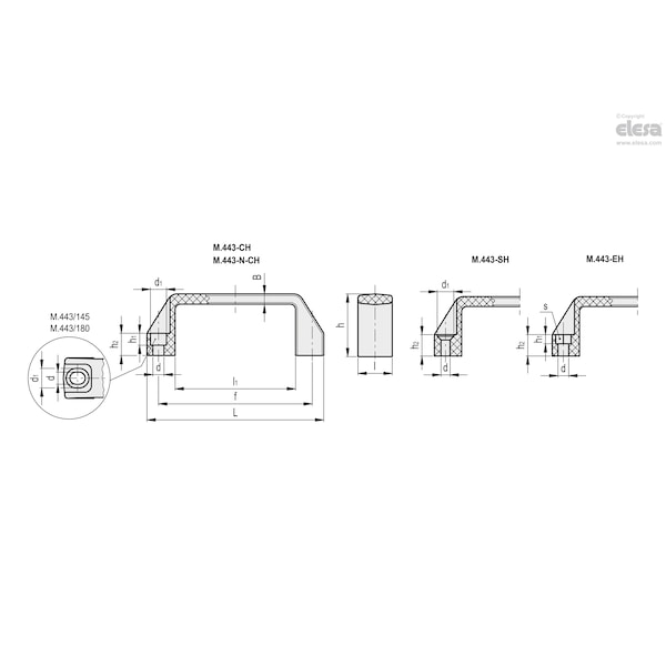 Elesa Polyamide, for cylindrical head screws, M.443/260-CH-C17 - M.443-CH