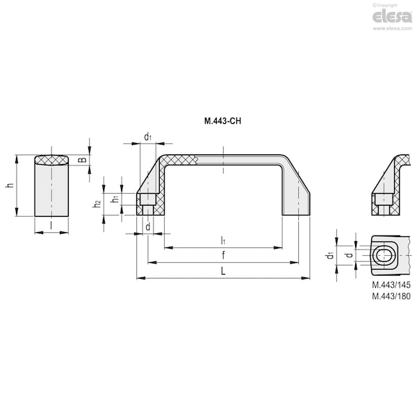 Elesa Polyamide, for cylindrical head screws, M.443/260-CH-C17 - M.443-CH