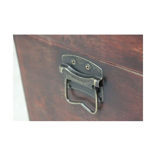 Vintiquewise Wooden Leather Round Top Treasure Chest, Decorative storage Trunk with Lockable Latch - QI003016