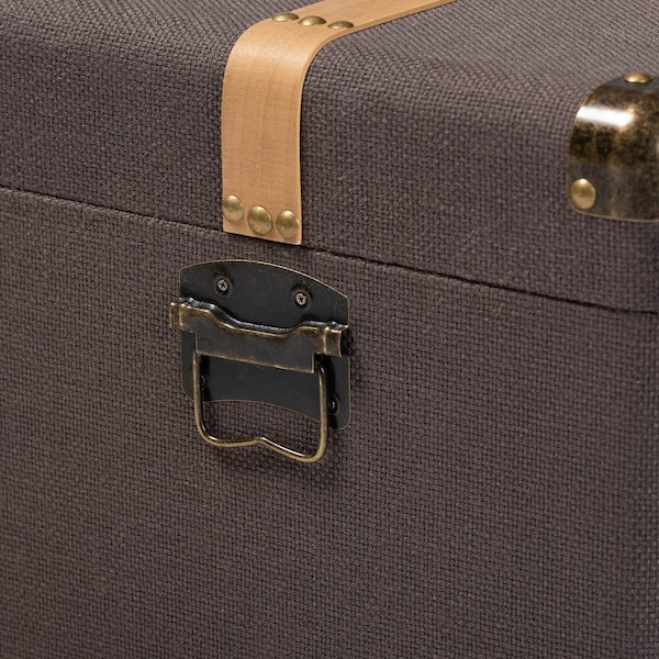 Baxton Studio Stephen Dark Brown Upholstered and Oak Finished 2-Piece Trunk Set - 165-10702