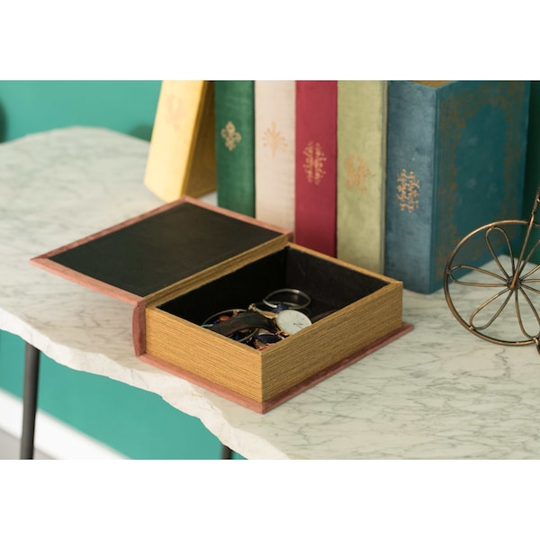 Vintiquewise Decorative Vintage Book Shaped Trinket Storage Box - Brown - QI003691.BR