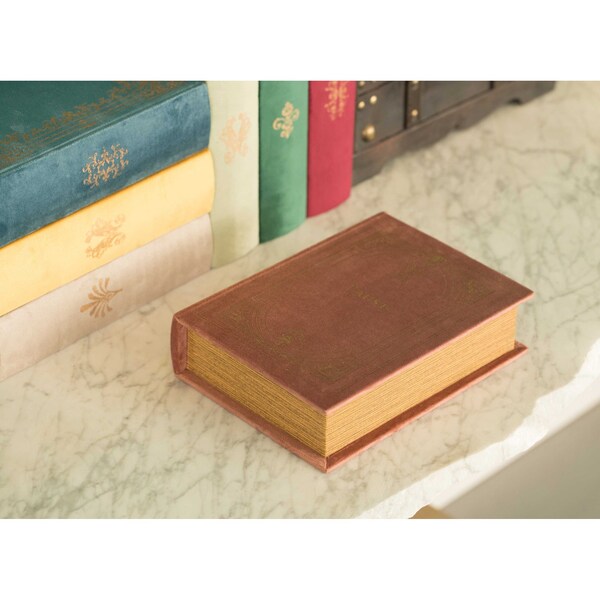 Vintiquewise Decorative Vintage Book Shaped Trinket Storage Box - Brown - QI003691.BR