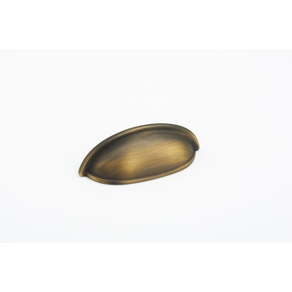Schaub 3-3/4in Overall; 3in Center to Center Traditional Cup Pull Antique Light Brass Finish - 730-ALB