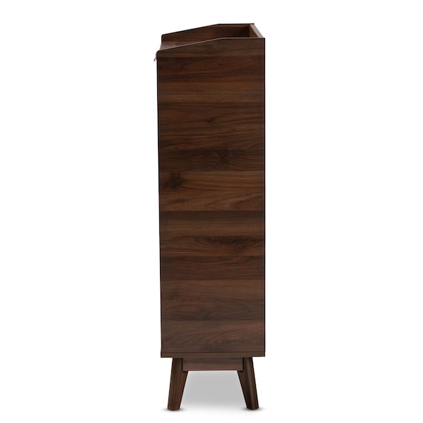 Baxton Studio Lena Mid-Century Walnut Finished 5-Shelf Wood Entryway Shoe Cabinet - 157-9536