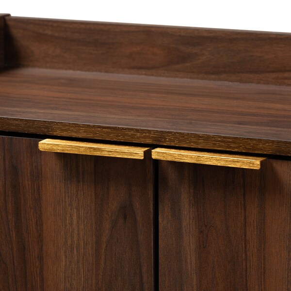 Baxton Studio Lena Mid-Century Walnut Finished 5-Shelf Wood Entryway Shoe Cabinet - 157-9536