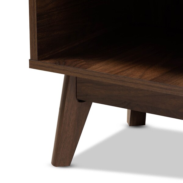Baxton Studio Lena Mid-Century Walnut Finished 5-Shelf Wood Entryway Shoe Cabinet - 157-9536
